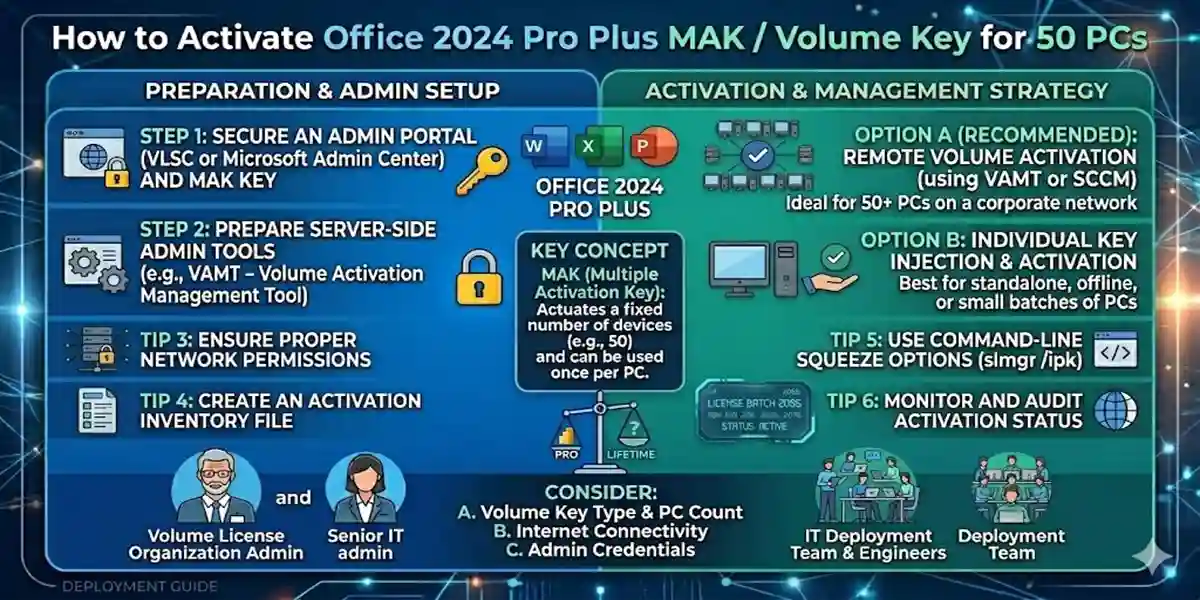 How to Activate Office 2024 Pro Plus MAK / Volume Key for 50 PCs