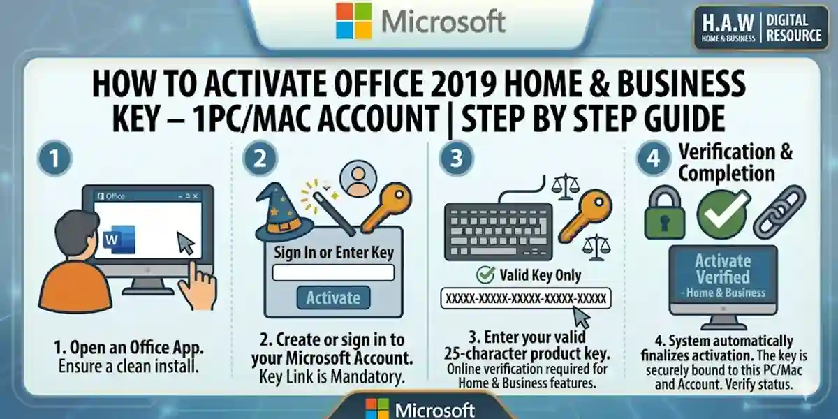 How to Activate Office 2019 Home & Business Key – 1PC/MAC Account