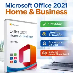 Microsoft Office 2021 Home & Business – 1PC/Mac, Lifetime Activation, Account-Bound (Excludes Japan, China, Brazil)
