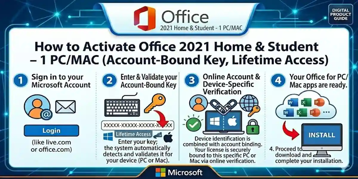 How to Activate Office 2021 Home & Student (1PC BIND ACCOUNT)